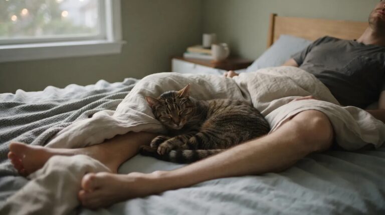 Why Does My Cat Sleep Between My Legs? 6 Likely Reasons